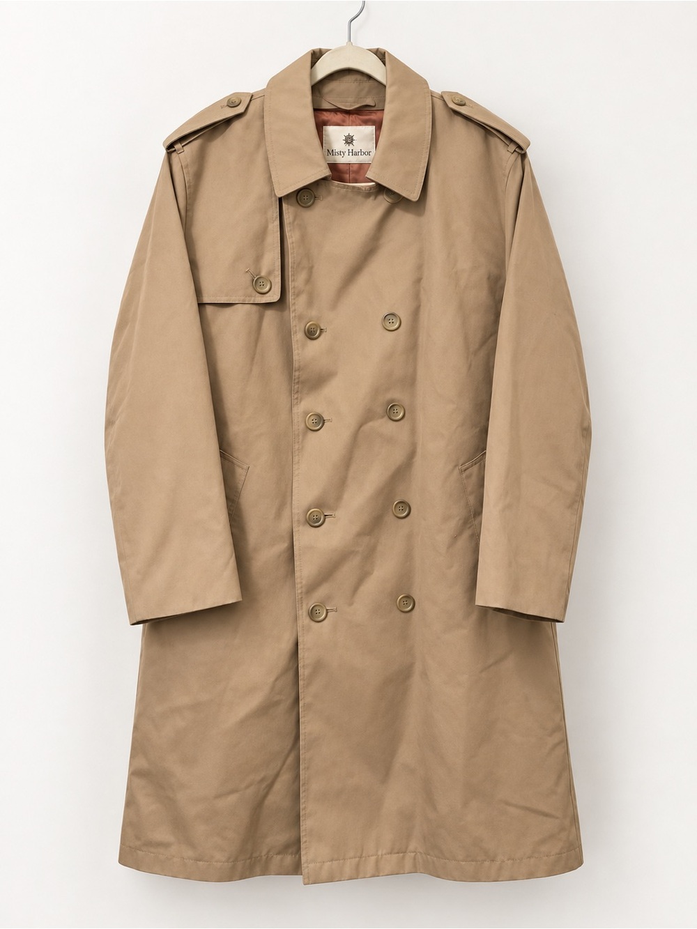 Misty Harbor Women’s Classic Khaki Double-Breasted Trench Coat 44 short